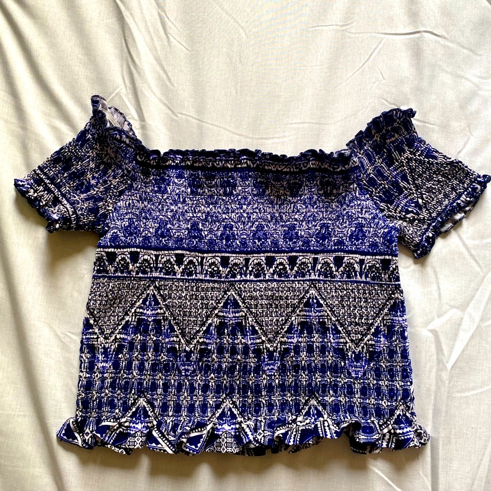 Hot Kiss Cinched Blue Crop Top